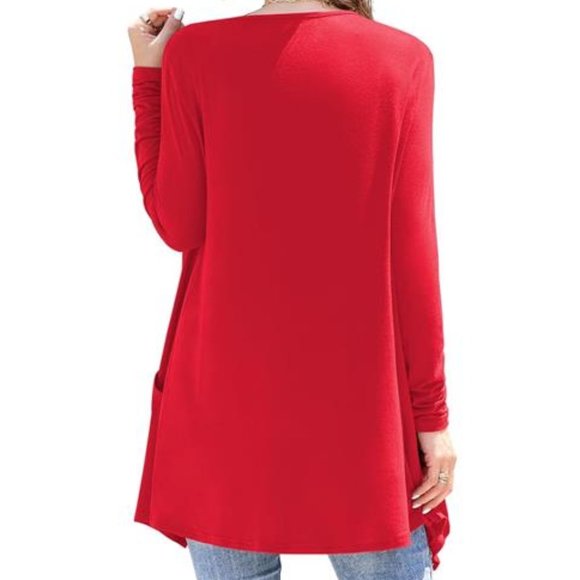 Red Cardigan With Pockets Medium Lightweight Sweater Womens Fashion Fall Trends - Picture 2 of 4